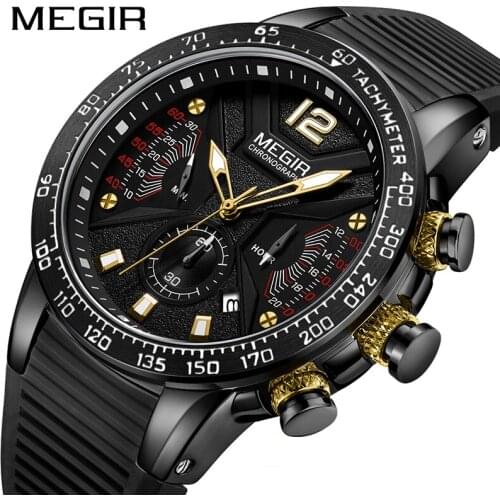 Mens Watches Top Brand Luxury MEGIR Sports Watch for Men Chronograph Waterproof Wristwatches Hour Reloj Hombre Horloges Mannen
