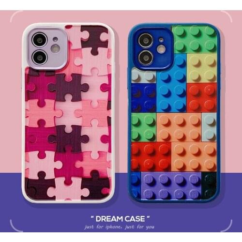 Building Blocks color soft Case For iPhone 11 12 Pro Max mini 7 8 Plus XR X XS MAX se silicone phone Cover luxury fundas capa