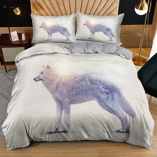 Wolf Duvet Cover Sets 3D Black Bed Linen Pillow Covers Full Double Single Twin Queen King Size 180*210cm Animal Home Textile