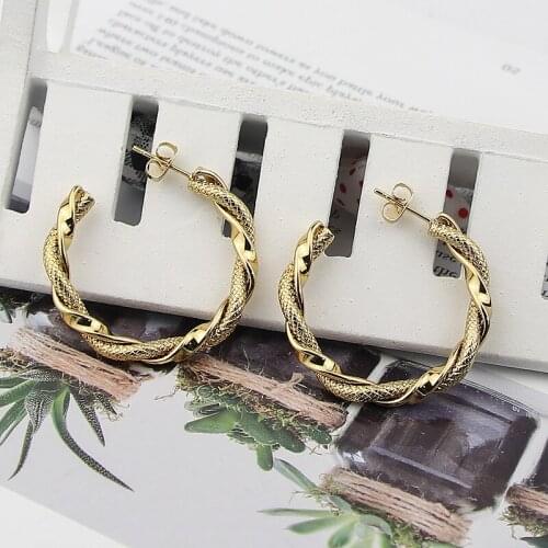 New Hot Jewelry Stainless Steel Pattern Twisted Wire Irregular Shaped Earrings For Womens Favorite Party Love Gifts Wholesale