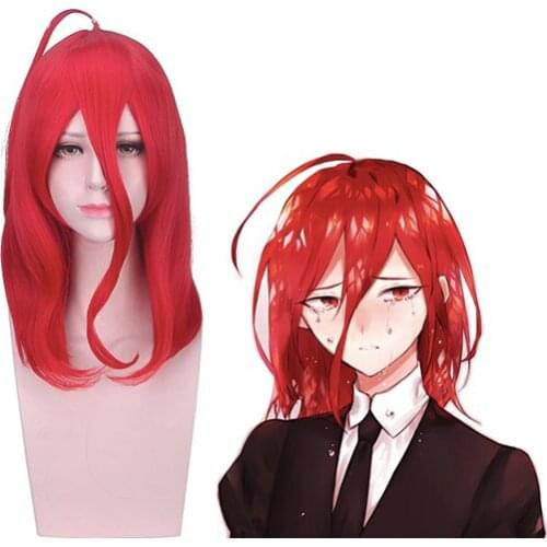 Anime Houseki No Kuni Cosplay Wigs Cinnabar Cosplay 45CM Red Wigs Halloween Carnival Party Cosplay Wigs Land Of The Lustrous
