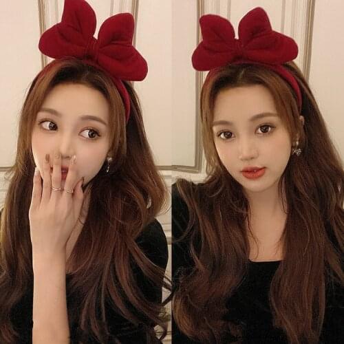 Net red headband flower face binding hair belt girl lovely plush headband pressure hair non-slip hair bundle crown headband bow