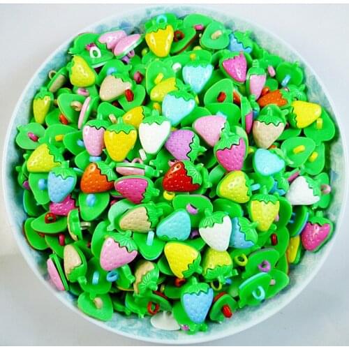 50PCS 15*21MM Strawberry Button Fits Plastic Fruit Buttons Garment Coat Boots Sewing Clothes Accessory P-001X