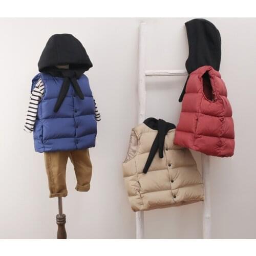 Multicolor Childrens down Cotton hooded vest sleeveless warm cotton jacket
