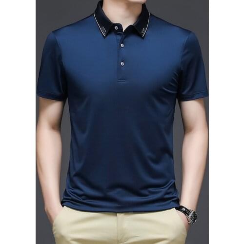Summer Short Sleeve Polo Shirt Men Navy Blue Casual Business Top Wear Brand Anti-wrinkle Mens Poloshirt Slim Fit Burgundy 2021