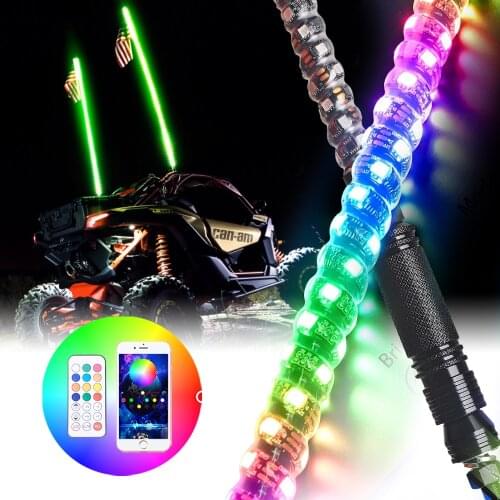 4/5FT LED Whip Light RGB Waterproof Multi-Color Bowlight controlled by App for Off-Road Sand Rails/Buggies, SxS, ATV/UTV,RZR