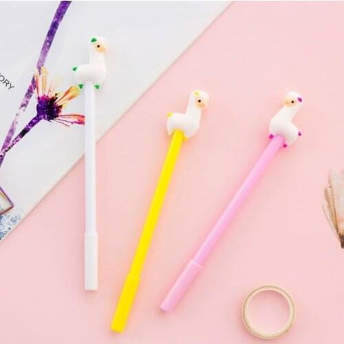 Creative Students Cute Animal Alpaca Cartoon Neutral Pen 0.5mm Black Pen Students Pen Stationery Wholesale