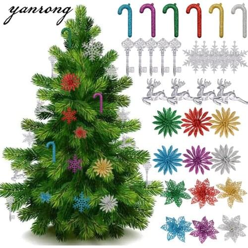6PCS Merry Christmas Eve Gold Sliver Red elk Home Party Decorations Xmas Tree Hanging Crafts DIY New Year 2022