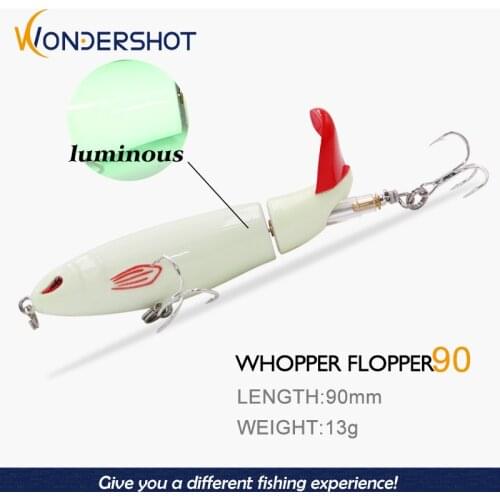 Wondershot D04 13g 90mm Whopper Pencilbait Floating Fishing Lure Topwater Soft Rotating Tail Fishing Gear Shone baits