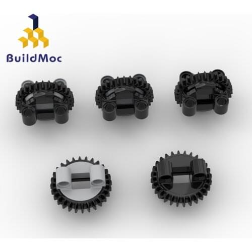 BuildMOC 601948 28 gear rotating platform brick Technic Changeover Catch For Building Blocks Parts DIY Educational Tech Toys