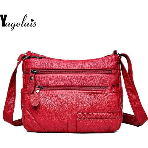 Three Styles Ladies Casual Hobos Crossbody Bags Women Messenger Bags Soft washed PU Leather Shoulder Bag Female Handbag Zipper
