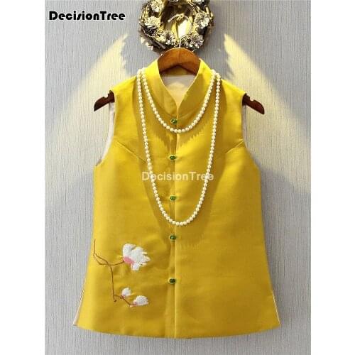 2021 embroidery qipao chinese style women cheongsam tops sleeveless vest female embroidery women tops women ladies chinese vest