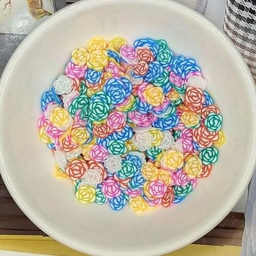 100g/lot Rose Flower Polymer Clay Slices Soft Pottery Sprinkles for Slime Filling Crafts Resin Epoxy DIY Nail Art Decoration 5mm