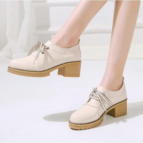 2021 New British Style Student Leather Shoes Round Toe Lace-up Bow-knot Brogue Shoes Woman Comfy Brief Sewing Anti-skid Loafers