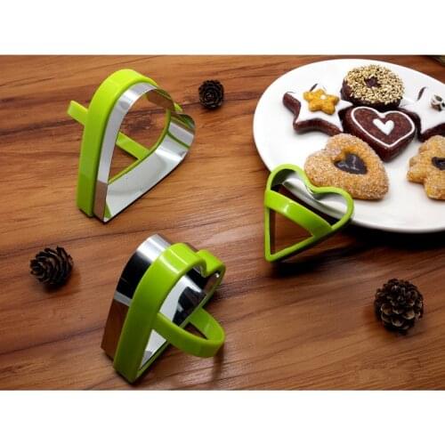 3pcs/lot Heart Five Star Round Stainless Steel Plastic Cookie Cutters With Handle Pie Cutter Biscuit Scones Pasty Tools PD 007