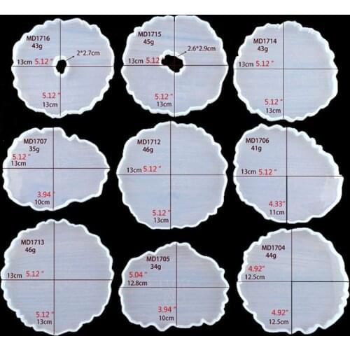 4Pcs Large Irregular Wave Round Coaster Mold Cup Mat Silicone Resin Molds Kit