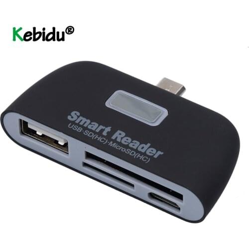 Mini Multi-function 4 In 1 OTG/TF/SD Smart Card Reader With Micro USB Charge Port For Samsung For Phone