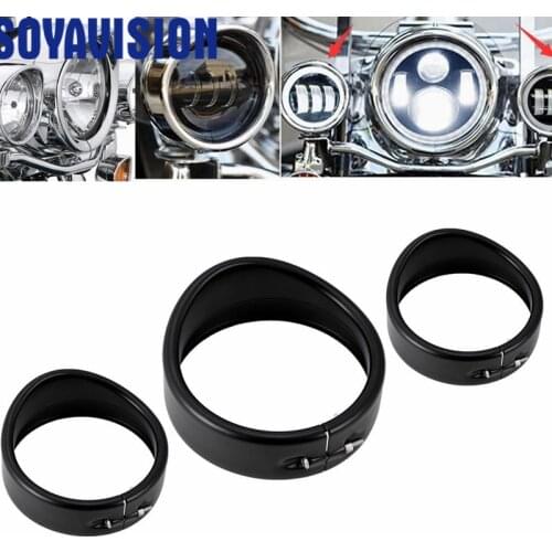 7 inch Motor H4 LED Headlight Trim Ring Bezel Visor 4.5" Fog Lamp Trim Ring Bezels For Harley Touring Street Glide FLH