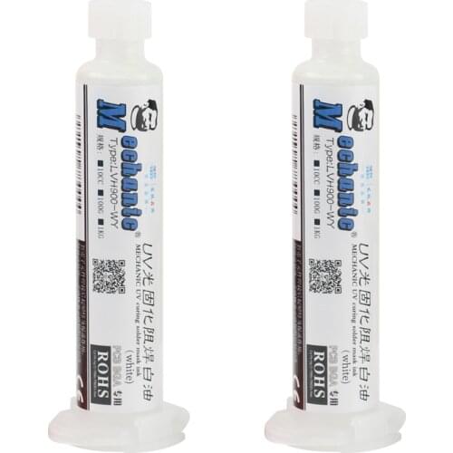 2pcs White UV Curable Flux Mask + Needles+UV Lamp Mask 10CC For PCB Circuit Board Protect Soldering Paste Flux Oil