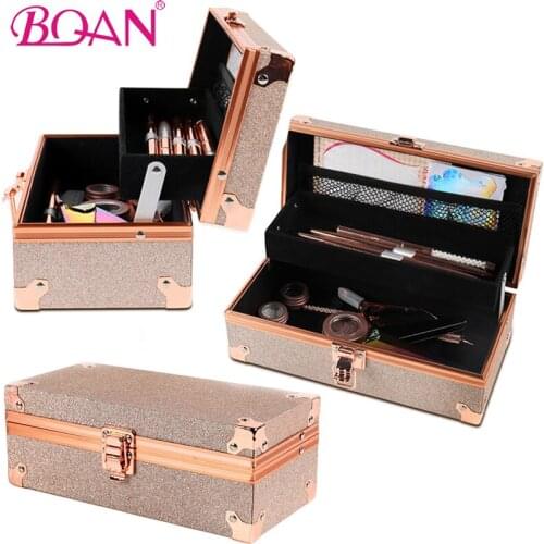 BQAN luxury Rectangle Double-layer Nail Art Tool Empty Storage Box Tweezers Clippers Pens Polishing Nail Buffer Files Container