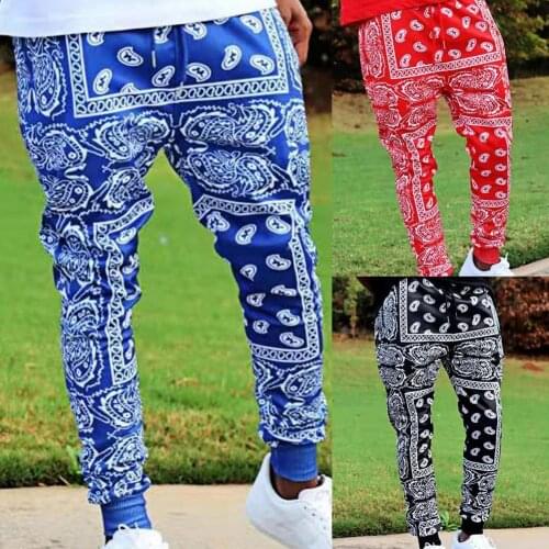 Mens Harem Pants New Fashion Jogger Sweatpants Pants Cashew Flower Print Thin Summer Full Length Mid Rise Trousers for Riding