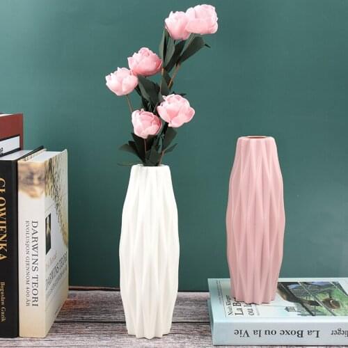 Flower Vase White Imitation Ceramic Flower Pot Decoration Home Plastic Vase