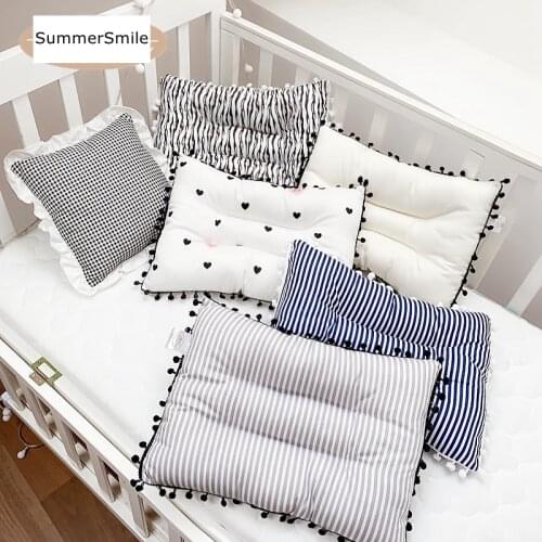 INS Nordic Style Cotton Childrens Pillow Neck Protection Pillow 1-3-5 Years Old Multifunctional Pillow Kids Cotton 30*40cm