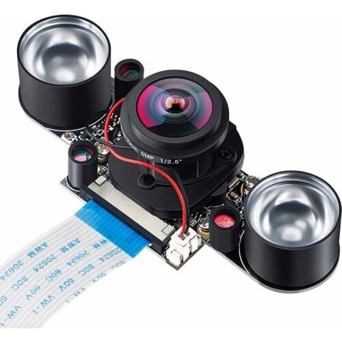 For Raspberry Pi Camera IR Fisheye Wide-Angle 150-160 Degree 5MP OV5647 Webcam Automatically Switching Day-Vision