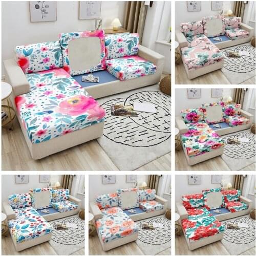 Elastic Sofa Seat Cover Floral Printed Fabric Sofa Seat Cushion Cover Removable Couch Cover For Living Room Corner Sofa