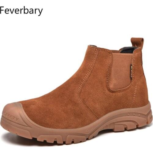 Feverbary Men Safety Shoes Indestructible Work Boots Men Welding Shoes Puncture-Proof Safety Boots Footwear