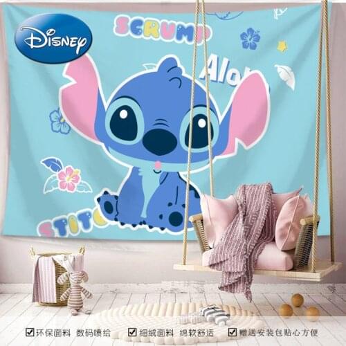 Disney Stitch Background Cloth Anime Wall Cloth Cute Photograph Student Room Dormitory Bedside Background