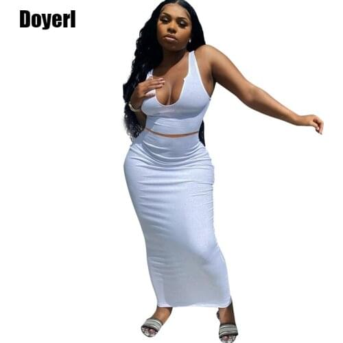 Summer 2021 Women Two Piece Set Skirt and Top Set Women Party Club Crop Top Long Skirt Bodycon 2 Piece Dress Sets Womens Outfits