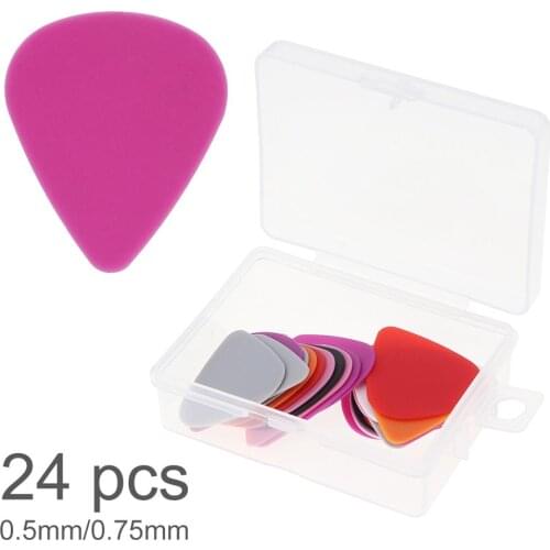 24pcs Durable Lightweight Guitar Picks 0.5mm 0.75mm Smooth ABS / Celluloid Ukulele Guitar Plectrum with Box