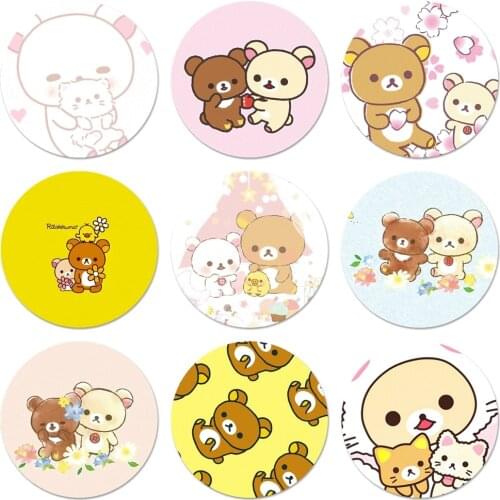 58mm Candy colors Rilakkuma Icons Pins Badge Decoration Brooches Metal Badges For Backpack Decoration