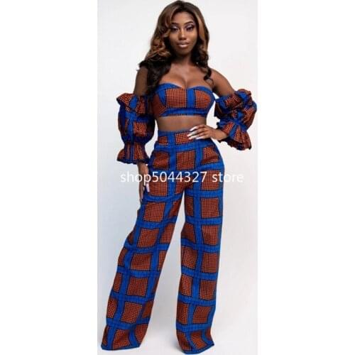 Fashion Ladies Clothes Dashiki Print 2021 News African Dresses For Women Ankara Style Bazin African Top Pants Plus Cothing Party