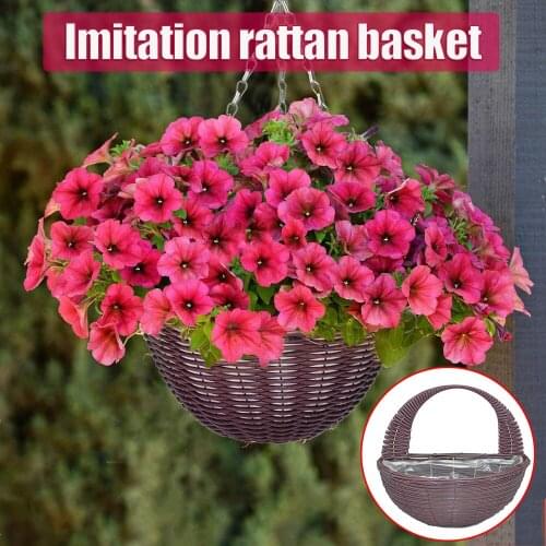 Wall Hanging Basket Flower Pot Imitation Rattan Crafts Breathable Durable Pot Decoration for Home Garden Courtyard can CSV