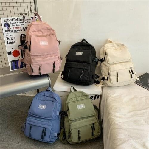 New Solid color Nylon Backpack Women Laptop Bag Anti theft Travel Bagpack Rucksack School Bags For Teenage Girls Mochila Escolar