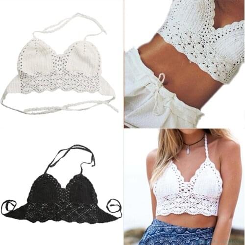 New Women Sexy Bikini Handmade Swimwear Crochet Beach Swimsuit Cover Up Knitted Tops Drop Ship