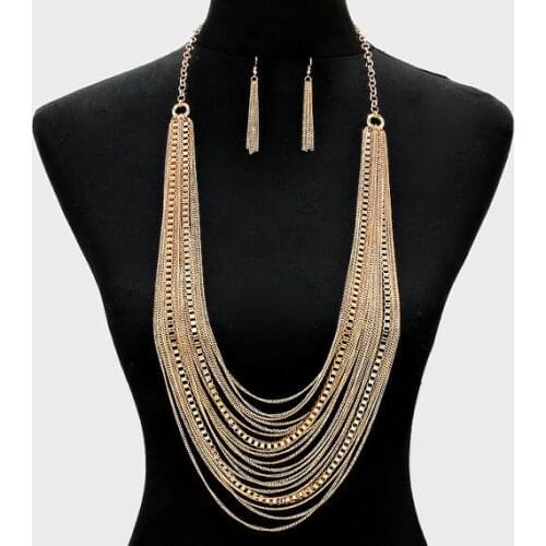 New Fashion Maxi Necklace Luxury Choker Jewelry Collier Femme 2020 Strip Method Multilayer Metal Chain Pendant Necklace NK1015
