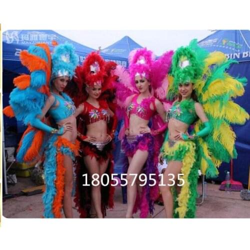 Feather dacne Women Samba costumes Flamenco Carnival Opening