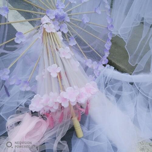 Transparent Silk Umbrella Hanfu Cos Lolita Costume Dance Show Shooting Craft Kids Parasol Clear Lace Umbrella Rain Women