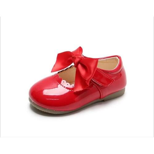 Summer Fashion Patent leather round head Sweet Children Sandals For Girls Toddler Baby Breathable PU Bow leather shoes size 21
