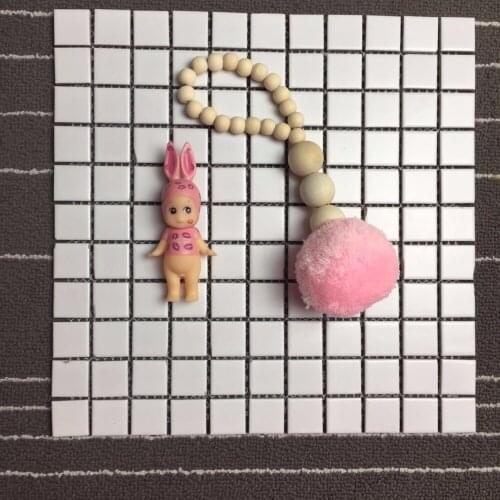 Nordic Wood Beads With pom pom tent decor Baby Room Ball Garland Wall Hanging Wind Chimes Kids Home Decor