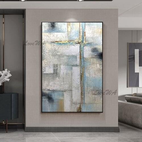 Modern Handmade Abstract Picture With Many Small Chequered Large Home Decoration Oil Painting Unframed Wall Art For Living Room