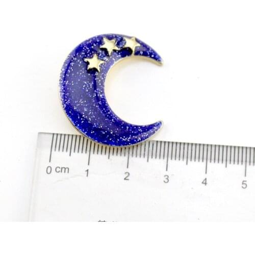 SUQI New Vintage enamel pin Color shiny moon star Women Gold Brooches Lapel Pins Party Wedding Unisex Suits Coat Dress Jewelry