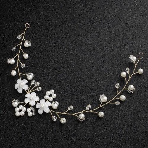 Wedding decoration new simple headband hair band pearl crystal flower resin jewelry accessories bridal headdress headdress