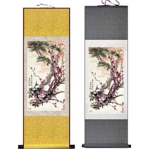 Traditional flowers Painting Home Office Decoration Chinese scroll painting three companions in the cold of the year