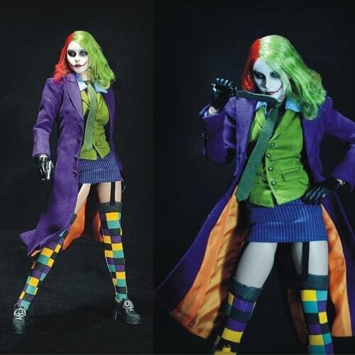 WOLFKING 1/6 Scale Harley Female Clown Body Model WK89008A Joker Women Clothing set 12" Full Suit Action figure Doll Model