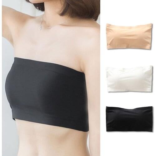 Women Breast Wrapping Sexy Vest Solid Color Bandeau Strapless Crop Top Ruffle Cropped Shirt