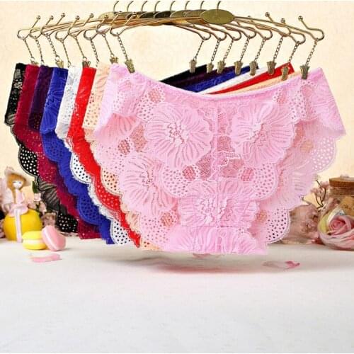 Underwear Women Fashion Lingerie Pretty Briefs Sexy Lace Panties Femme Low Waist Lingerie